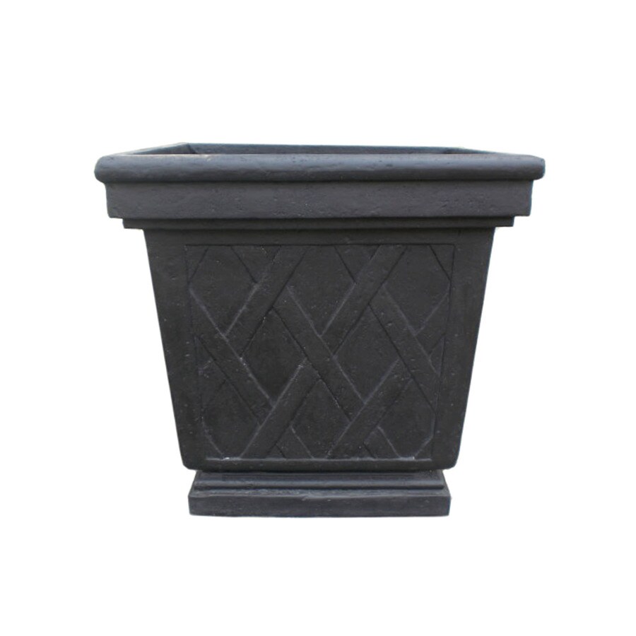 Allen Roth 24 In X 23 In Black Fiberglass Planter At Lowes Com