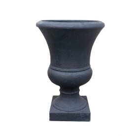 Outdoor Pots Planters At Lowes Allen Roth 15 25 In W X 26 H Black Fibergl Urn