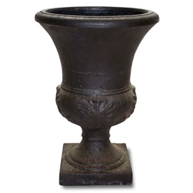 Outdoor Pots Planters At Lowes Allen Roth 12 5 In W X 21 H Black Fibergl Urn