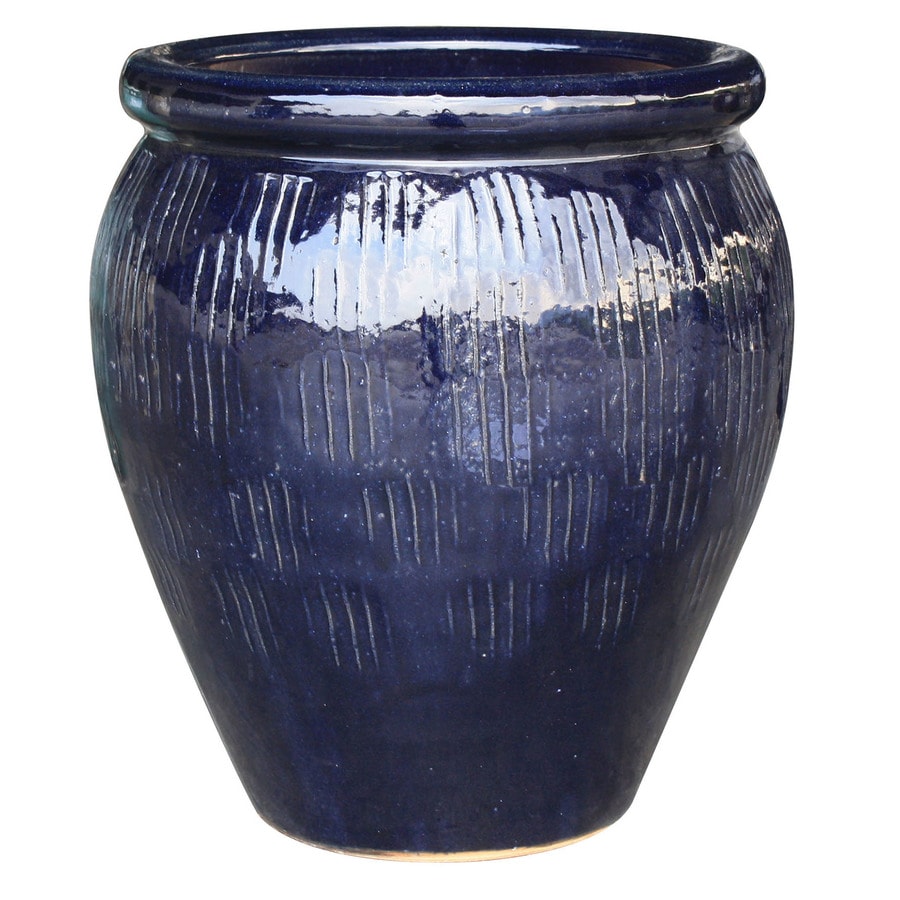 13.2in x 18.9in Blue Ceramic Planter at