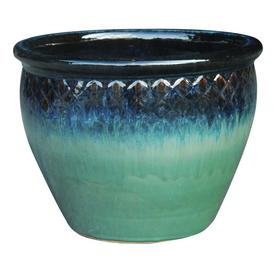 Photo 1 of ****CRACKED****allen + roth 12.4-in W x 11.2-in H Haiku Mist Ceramic Planter