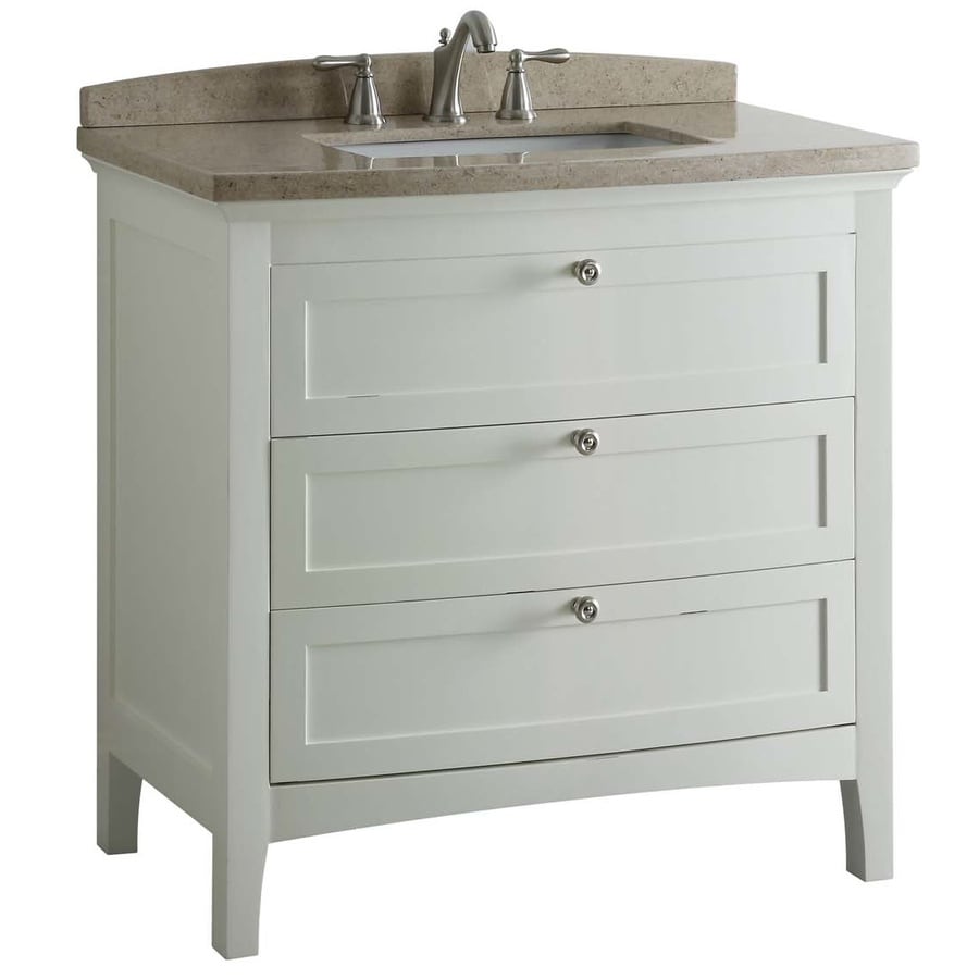 Allen + roth Norbury White Vanity with Light yellow ...