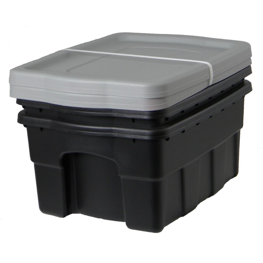 Centrex Plastics, LLC 340211 2-Pack 4-Gallons Black/Gray Tote with Standard Snap Lid