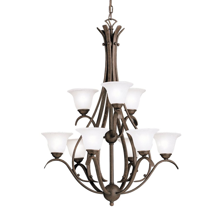 Kichler Dover 9Light Tannery Bronze Transitional Seeded Glass Tiered Chandelier at