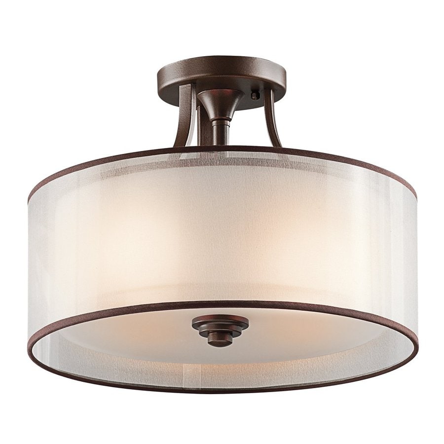 Kichler Lacey 15-in W Mission Bronze Etched Glass Semi-Flush Mount ...