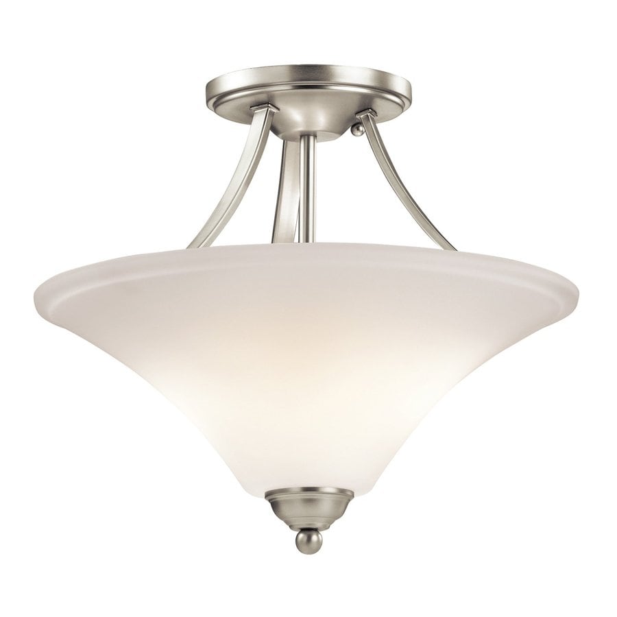 Kichler Keiran 15-in W Brushed Nickel Etched Glass Semi-Flush Mount ...