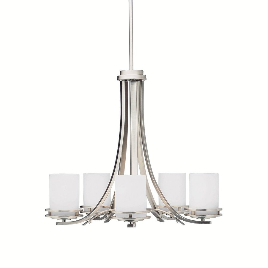 Kichler Hendrik 5Light Brushed Nickel Transitional Etched Glass Shaded