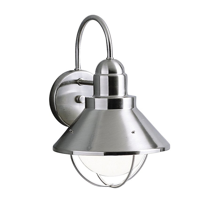 Shop Kichler Seaside 14.25-in H Brushed Nickel Dark Sky Outdoor Wall Light at Lowes.com
