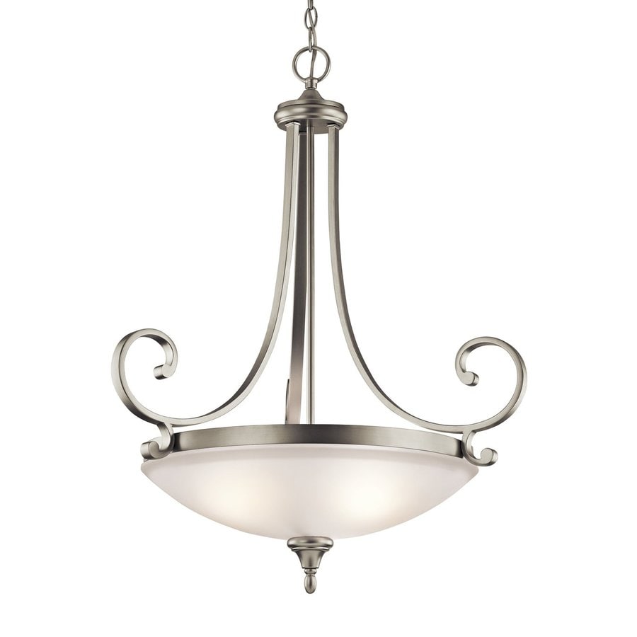 Kichler Monroe Brushed Nickel Transitional Etched Glass Bowl Pendant in ...