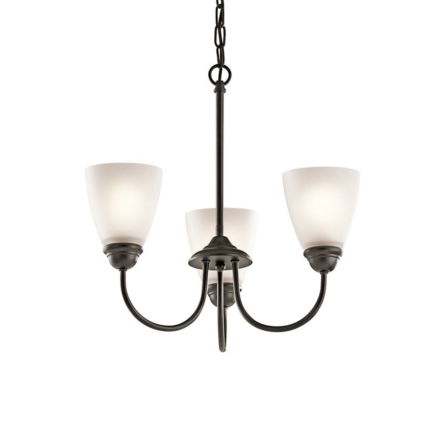 Shop Kichler Jolie 18in 3Light Olde Bronze Country Cottage Etched Glass Shaded Chandelier at
