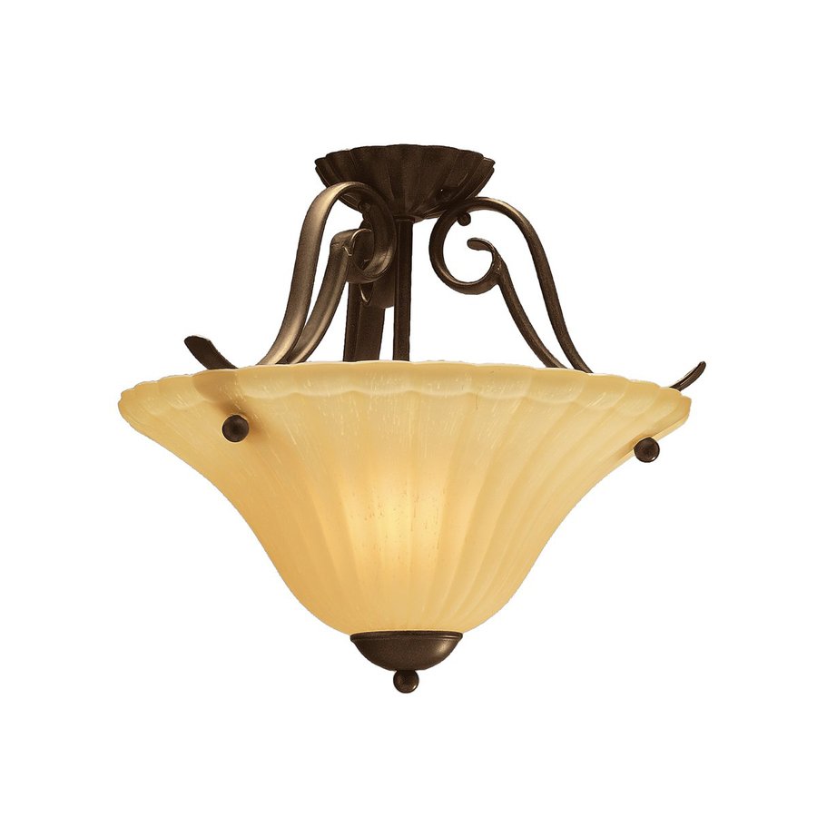 Kichler Willowmore 16.5-in W Tannery Bronze Etched Glass Semi-Flush ...