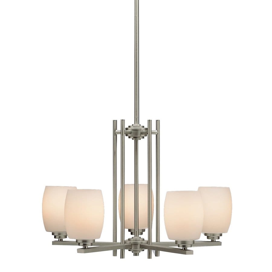 Kichler Eileen 5Light Brushed Nickel Modern Etched Glass Shaded
