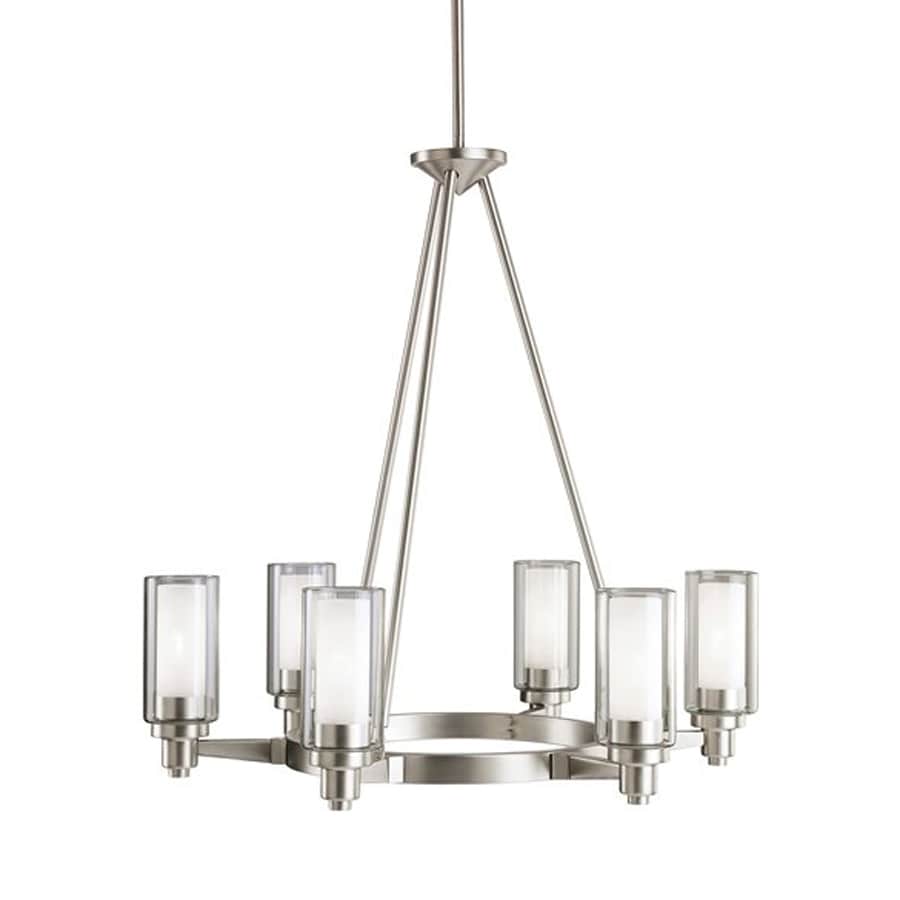Kichler Circolo 26 In 6 Light Brushed Nickel Hardwired Clear Kichler Circolo 26 In 6 Light Brushed Nickel Hardwired Clear Glass Shaded Chandelier