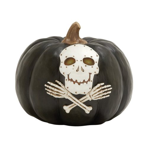 Woodland Imports Lighted Resin Tabletop Pumpkin Sculpture with White ...