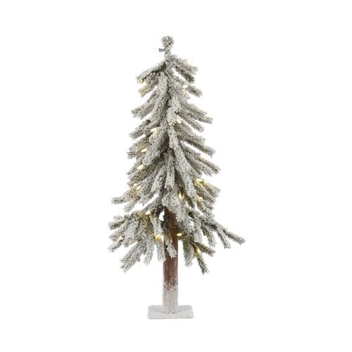 Vickerman 3-ft Pre-lit Alpine Slim Flocked Artificial Christmas Tree ...