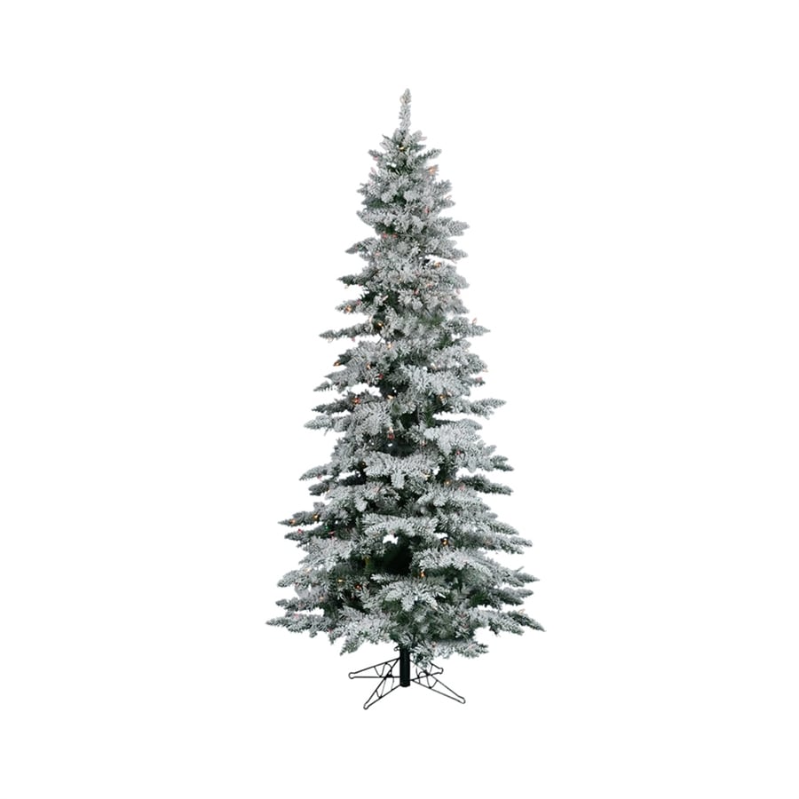 Vickerman 7.5-ft Pre-lit Utica Fir Slim Flocked Artificial Christmas ...