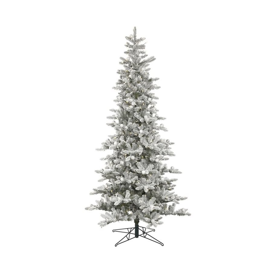 Vickerman 75 Ft Pre Lit Flocked Slim Artificial Christmas Tree With White LED Lights Vickerman 75 Ft Pre Lit Flocked Slim Artificial Christmas Tree With White LED Lights