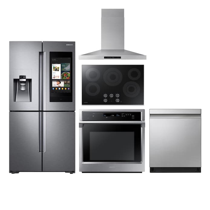 Samsung Family Hub French Door Refrigerator & Cooktop Suite in Stainless Steel