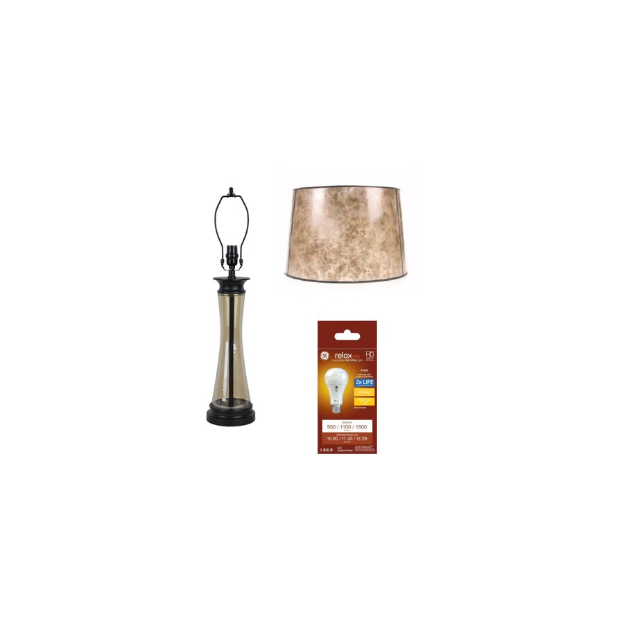 Shop Allen Roth Bronze And Amber Glass Lamp Base With Blonde Mica Shade At Lowes Com