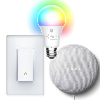 er nok Bugsering Forurenet Shop Google Nest Mini (2nd Gen), GE Smart Full Color Dimmable LED Light Bulb  & GE Smart 3-Way Light Switch at Lowes.com