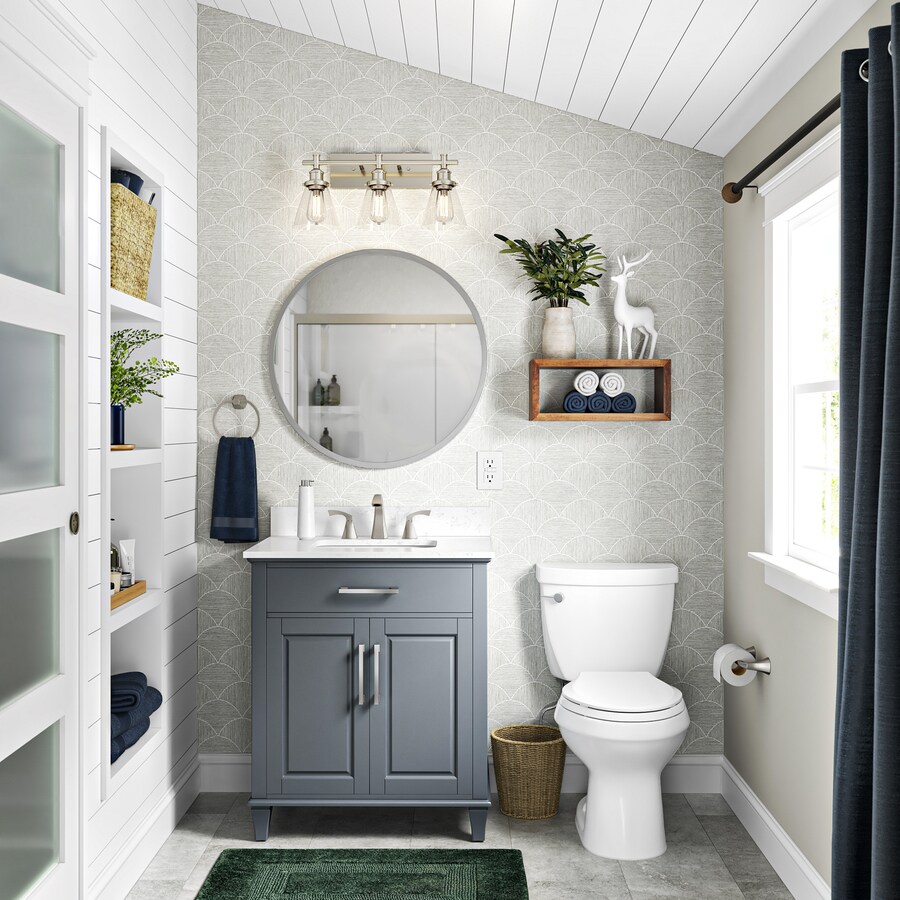 Shop allen + roth Brookview Gray-Blue Traditional Vanity Bathroom