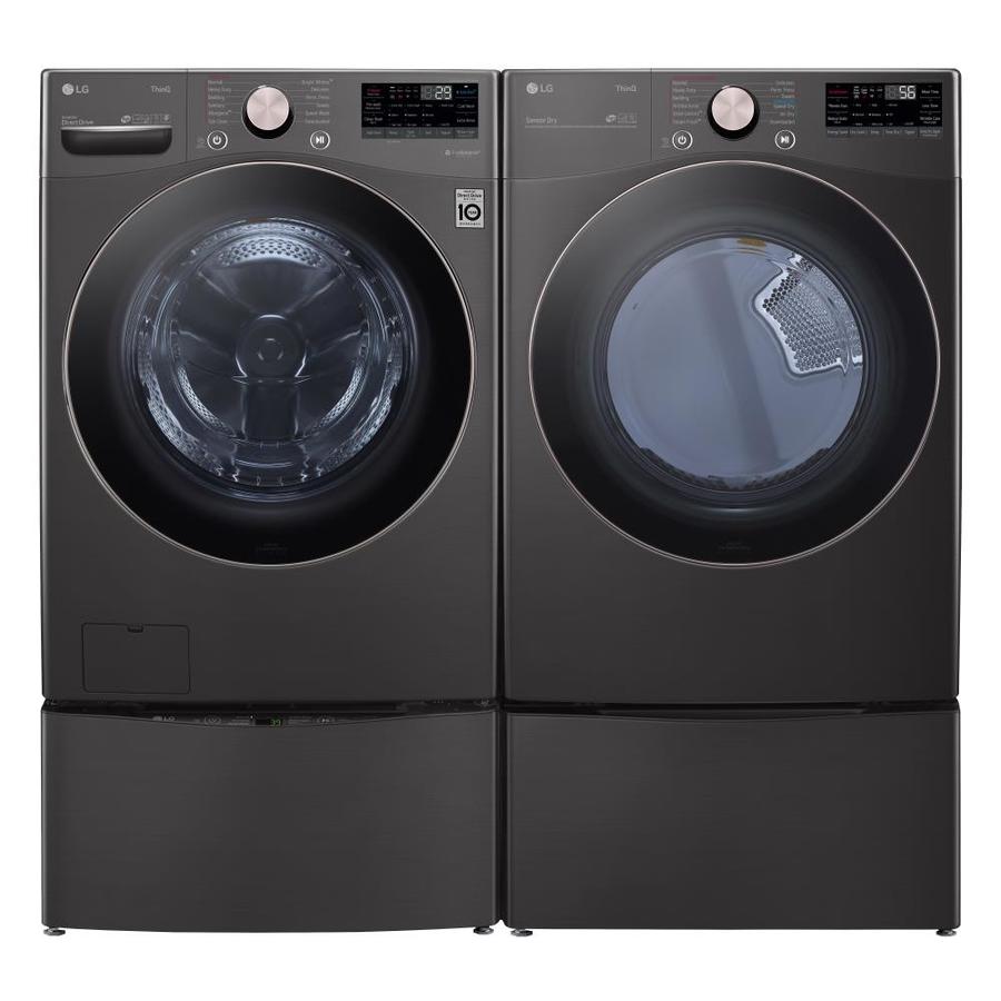 Shop Lg Turbowash 360 Wi Fi Enabled Stackable Black Steel Washer And Dryer Set At