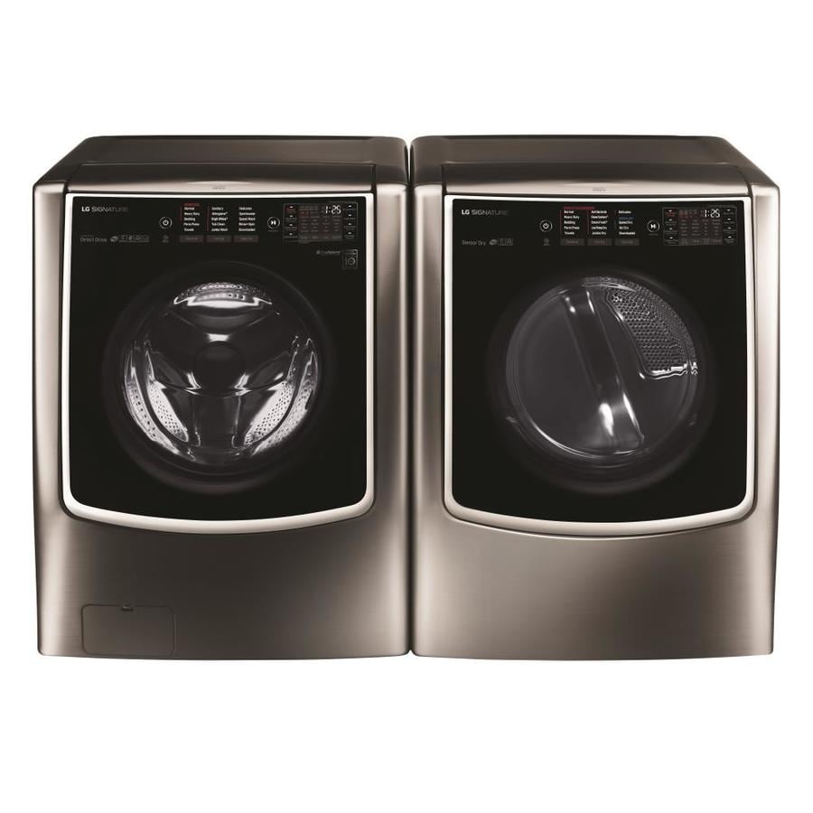 Shop LG Signature TwinWash Stackable Steam Black Stainless Washer