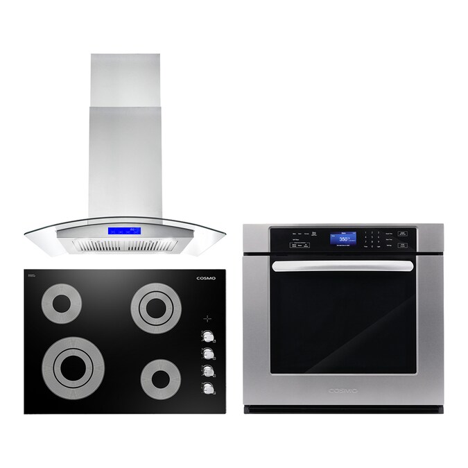 Cosmo 3 Piece Kitchen Package With 30 Electric Cooktop Island Range Hood Single Wall Oven At Com Electric Cooktop 30 Island Range Hood, Electric Stove Kitchen Island
