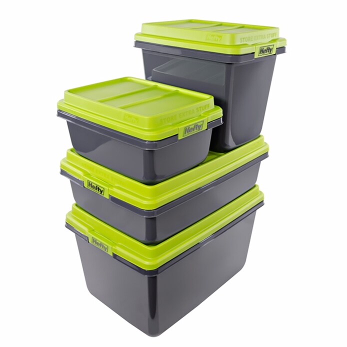 Hefty Black And Green, Large Storage Totes With Lids