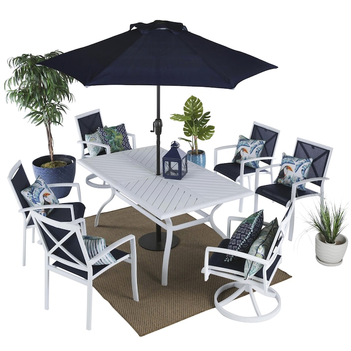 Allen Roth Everchase 7 Piece White Patio Dining Set At Com - Allen Roth Everchase 7 Piece White Patio Dining Set