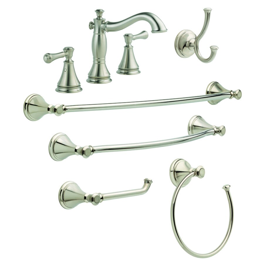 Brilliance Stainless Brilliance Stainless Delta KLDCA-4-2597H297-SS Cassidy Lavatory Faucet Kit with Metal Lever Handles 