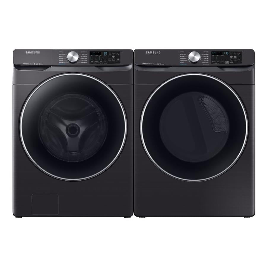 Shop Samsung Smart Fingerprint Resistant Black Stainless Steel Front Lowes Stainless Steel Washer And Dryer