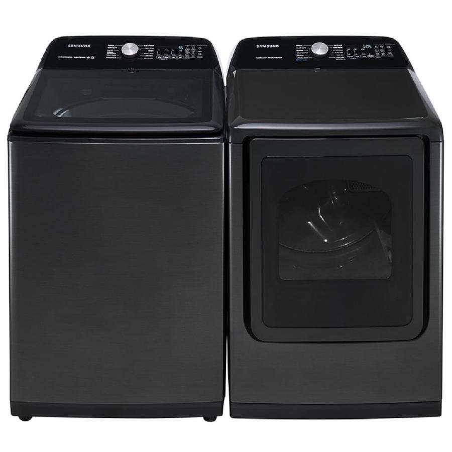 Shop Samsung Large Capacity Fingerprint Resistant Black Stainless Steel Top Load Washer Electric Dryer Set At Lowes Com