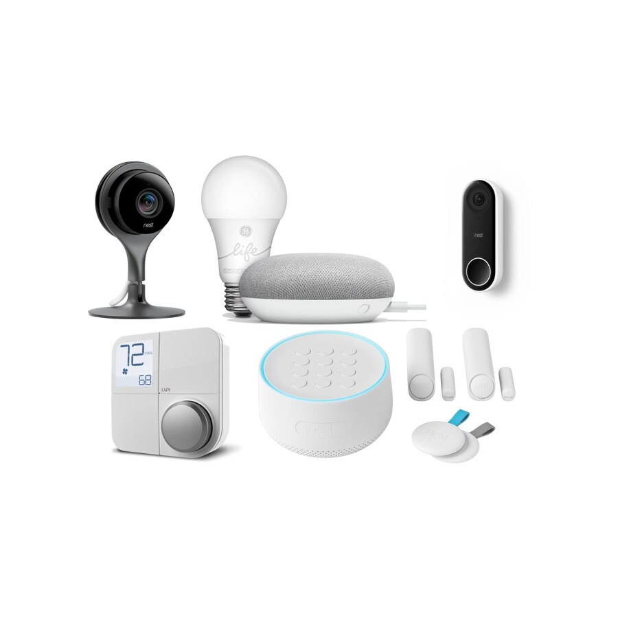 Google  Smart Light Starter (Chalk) with Indoor Camera, Lux - Thumbnail