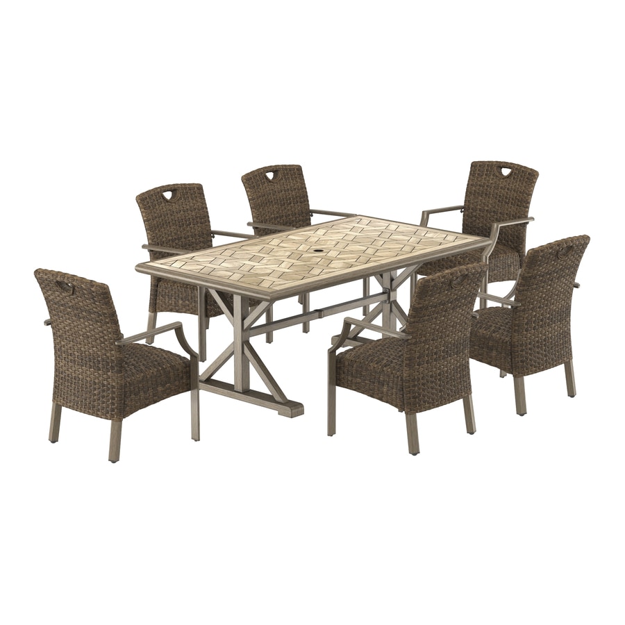 Shop allen + roth Wyndhurst 7Piece Patio Dining Set With Arm Chairs at