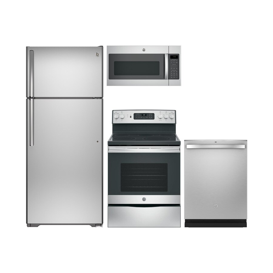 Shop GE TopFreezer Refrigerator & Electric Range Suite in Stainless