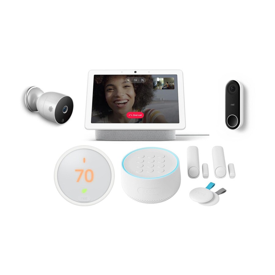 Google  Nest Hub Max (Chalk) with Outdoor Camera, Aluratek - Thumbnail