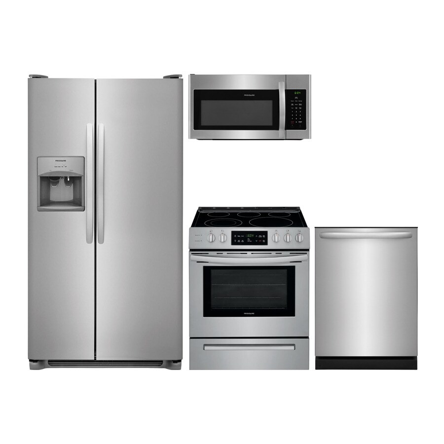 Shop Frigidaire Side By Side Refrigerator Electric Range Suite In Easycare Stainless Steel At Lowescom