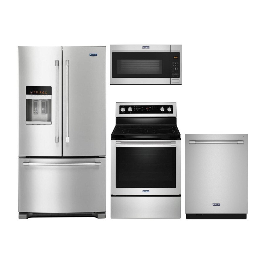 Maytag French Door Refrigerator & Electric Range in Fingerprint-Resistant Stainless Steel