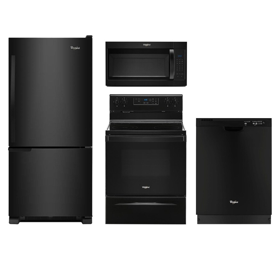 Whirlpool  Bottom-Freezer Refrigerator & Electric Range Suite in Black - Thumbnail