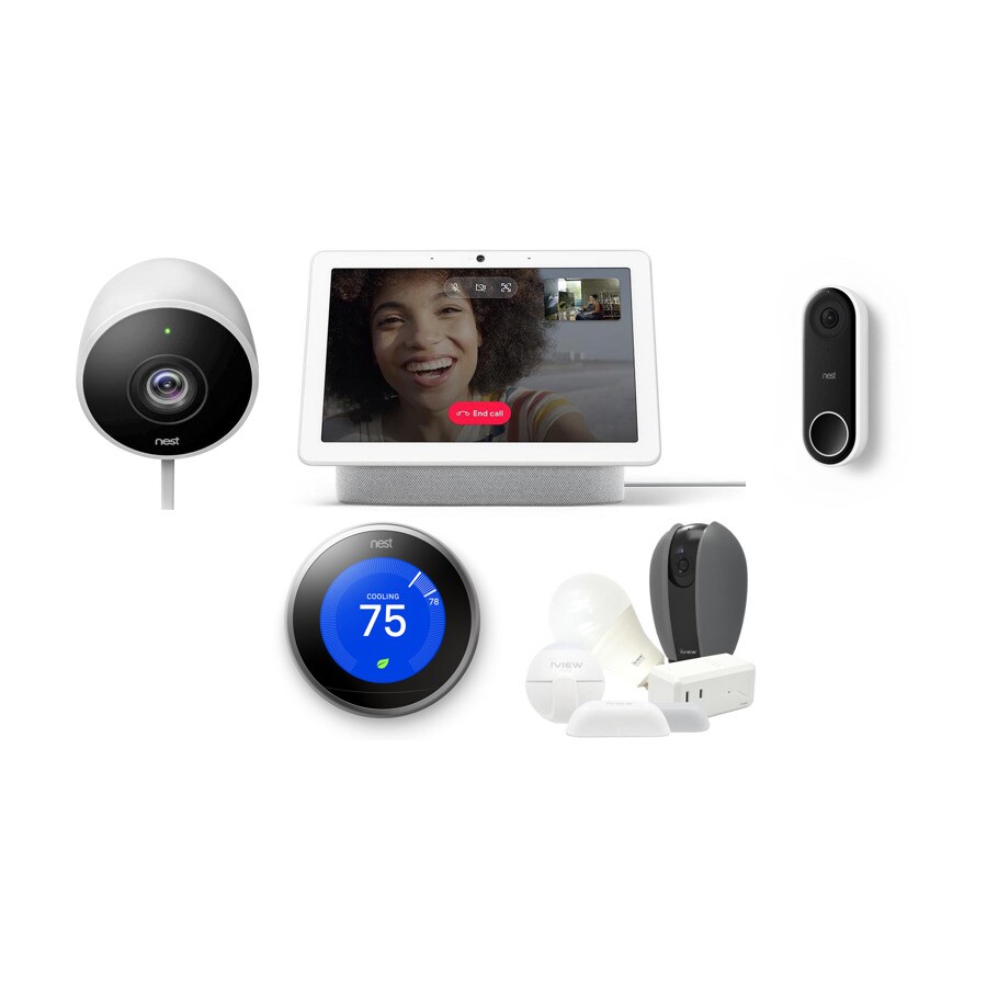 Google Nest Hub Max (Chalk) with Outdoor Camera, iView
