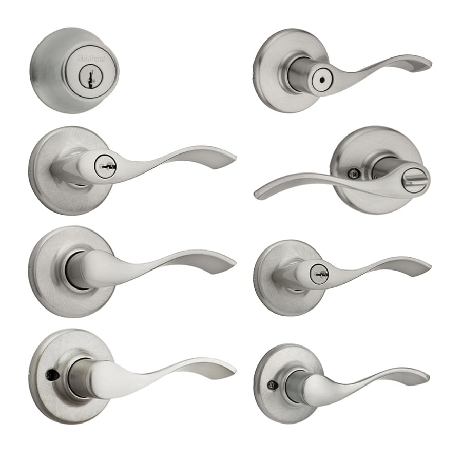 Shop Kwikset Balboa Satin Nickel Door Handle Collection At Lowes Com   GR 500 16885022 