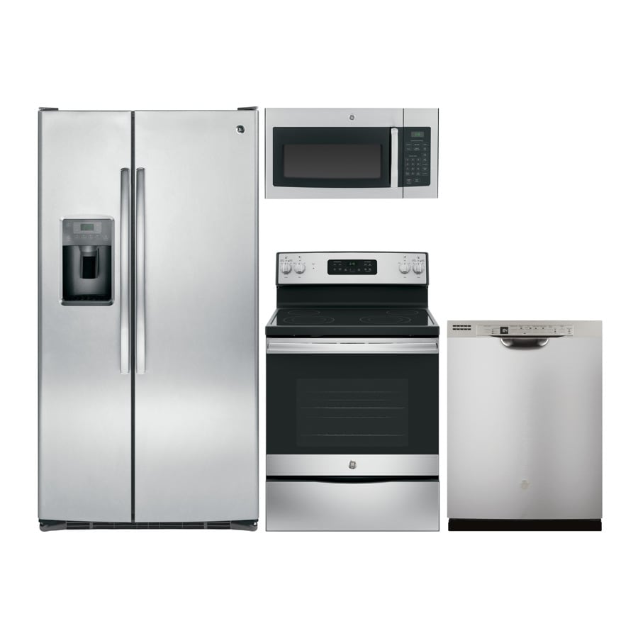 Shop Ge Side By Side Refrigerator Electric Range Suite In Stainless Steel At Lowes Com