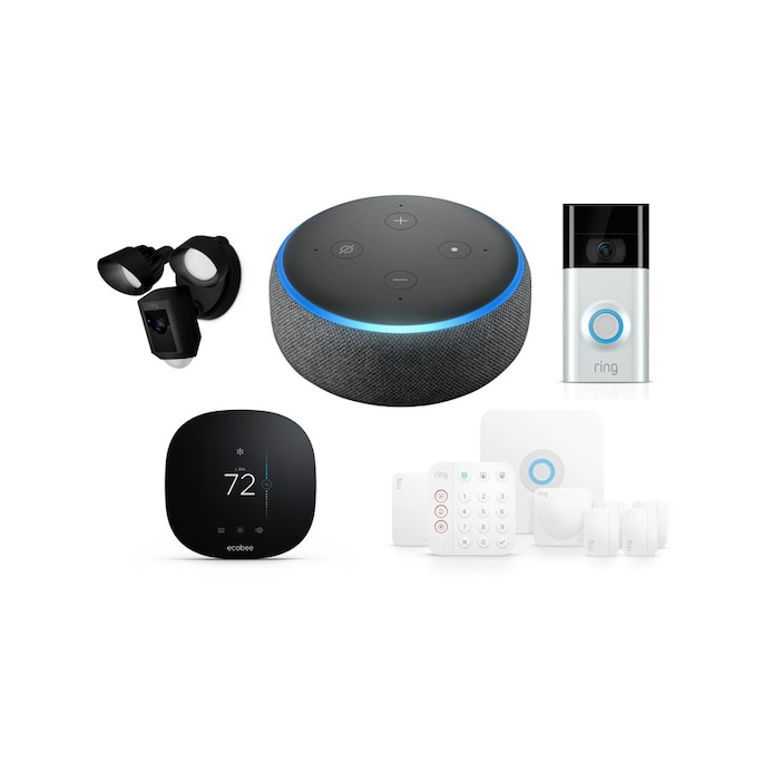 Amazon Echo Dot (Charcoal) with Outdoor Camera, ecobee, Ring