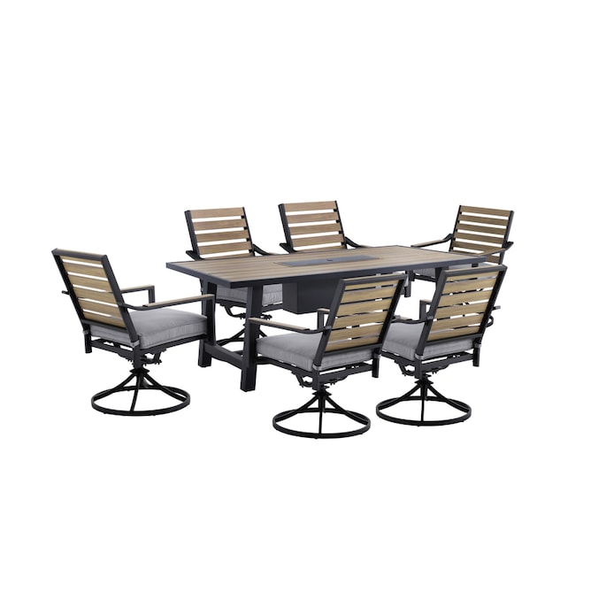 Allen Roth Fairway Oaks 7 Piece Patio Dining Set With Swivel Chairs At Com - Allen And Roth Patio Dining Chairs
