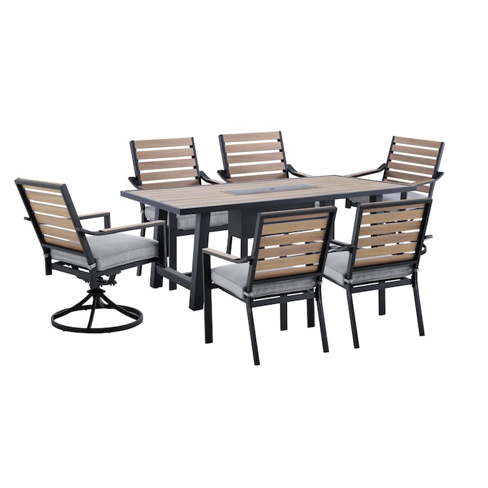 Allen Roth Fairway Oaks 7 Piece Patio Dining Set At Com - Allen And Roth Patio Dining Chairs