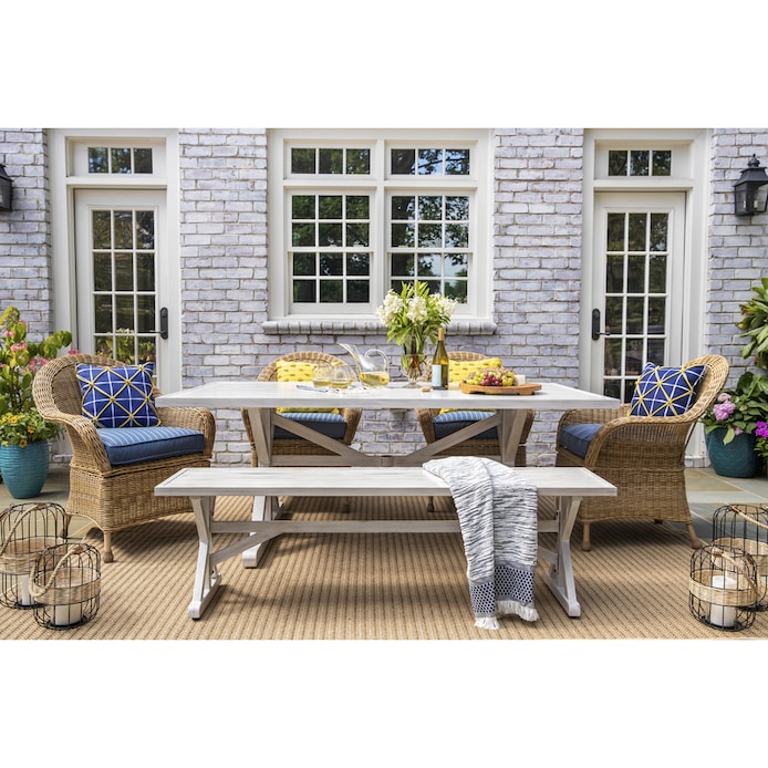 Allen Roth Serena Park 6 Piece Patio Dining Set With Bench At Com - Allen And Roth Patio Dining Chairs