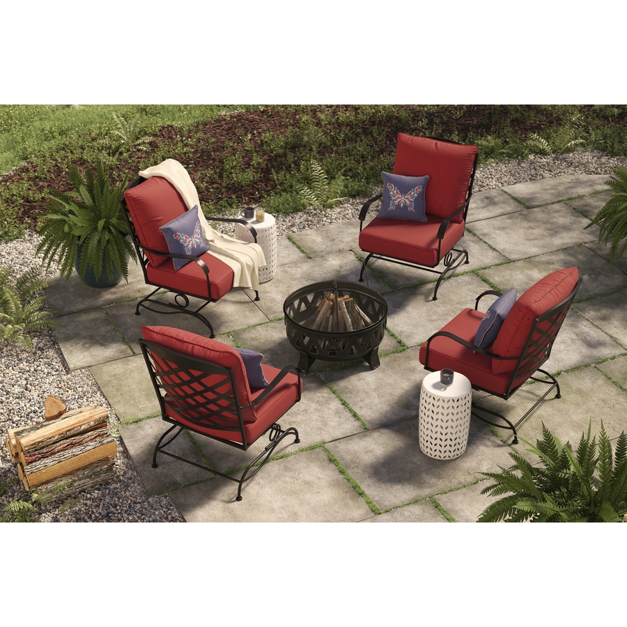 Style Selections  San Terra 5-Piece Fire Conversation Set with Rust Cushions - Thumbnail