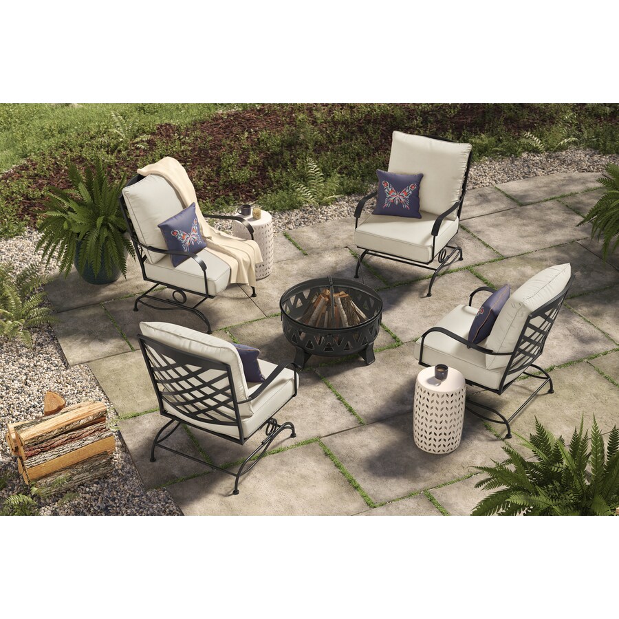 Garden Treasures San Terra 5-Piece Fire Conversation Set with Beige Cushions