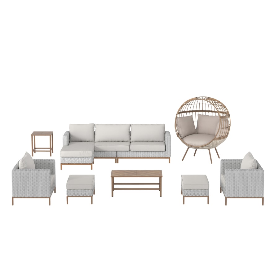 allen + roth Veda Springs 10-Piece Patio Conversation Set with Egg Chair